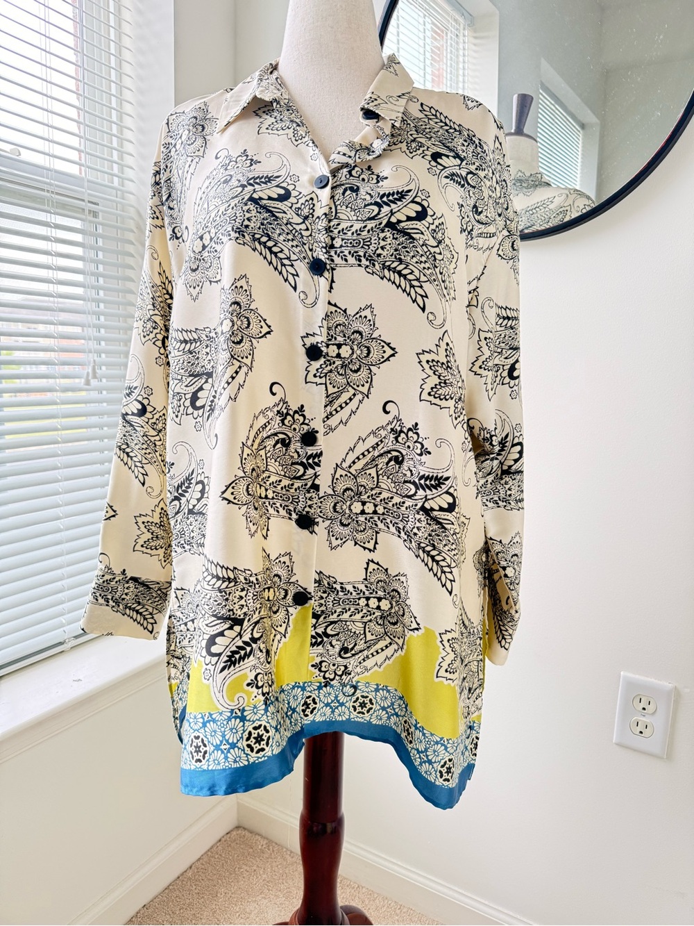 Zara Cream Tunic with Black Paisley Print